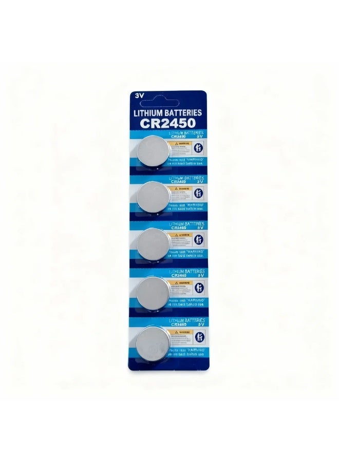 وبوت جي سي سي بطارية CR2450 ليثيوم 3 فولت عبوة 5 قطع بطاريات زرية عالية السعة بجهد ثابت وطاقة موثوقة وعمر تخزين طويل لمفاتيح السيارات، أجهزة التحكم، الأجهزة الطبية، المستشعرات الذكية والإكسسوارات الإلكترونية - Image 1